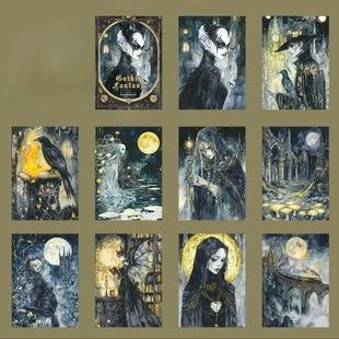 Матовий шорсткий папір Gothic Fantasy із зображенням вовків, місяця та магічних нічних пейзажів Myjam