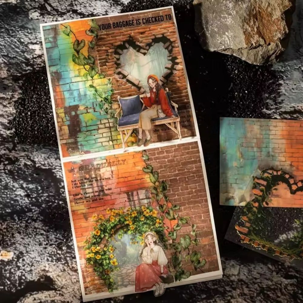 Декоративный набор для скрапбукинга "Red Brick & Flowers" (30 лист., 70х70 мм)