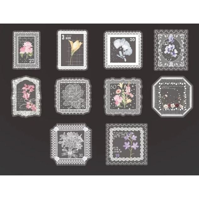 Набор прозрачных наклеек Lace & Bloom: Кружевные Цветы (белое), 10 шт НА-00261 фото