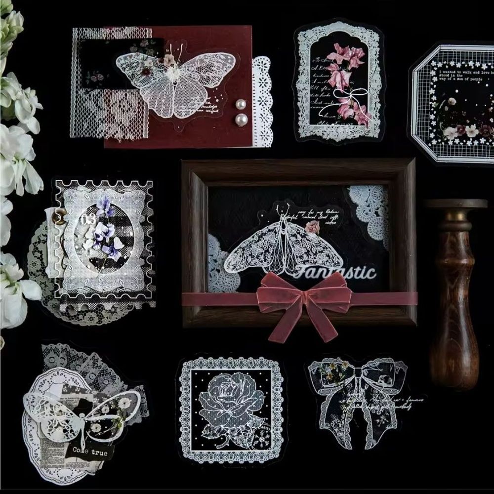Набор прозрачных наклеек Lace & Bloom: Кружевные Формы (белое), 10 шт НА-00264 фото