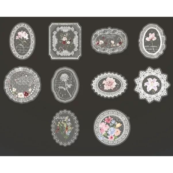 Набор прозрачных наклеек Lace & Bloom: Кружевные Формы (белое), 10 шт НА-00264 фото
