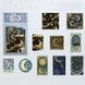 Вітражні прозорі наліпки Кольорова цегла - Місячне світло (10 шт), PET-матеріал з об'ємним золотим тисненням