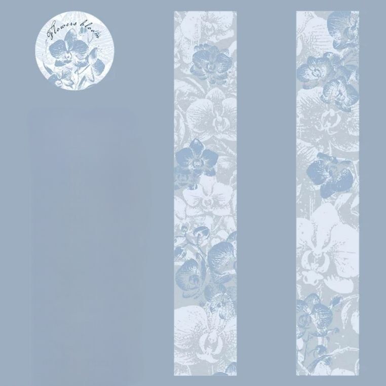 Скотч ПЕТ Frosted Sand 30 мм: Блакитне морозне цвітіння, Blue Frosted Bloom (рулон 2 м) ДС-00862 фото