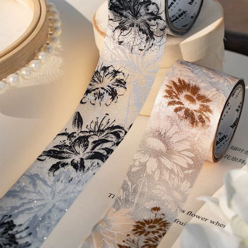 Скотч ПЕТ Frosted Sand 30 мм: Коричневое и бежевое цветение, Brown & Beige Bloom (відріз 35см) ДС-00863_1 фото