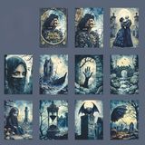 Матовий шорсткий папір Gothic Fantasy із зображенням скелетів, смерті та містичних дітей на кладовищі Myjam
