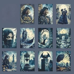 Матовий шорсткий папір Gothic Fantasy із зображенням скелетів, смерті та містичних дітей на кладовищі Myjam