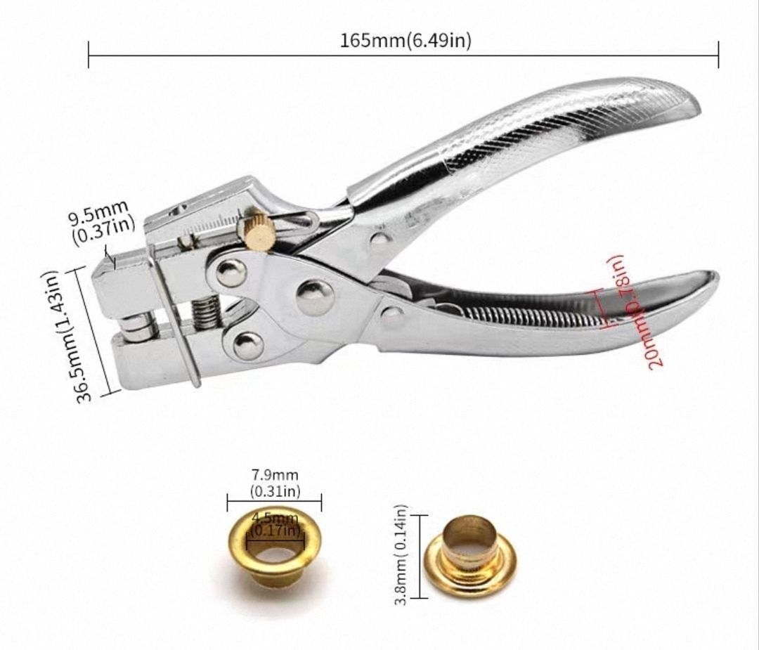 Установник люверсів та дирокол 2 в 1 (Eyelet Plier 5 мм) з лінійкою + набір 100 люверсів, посилені затискачі для скрапбукінгу РЗ-004 фото