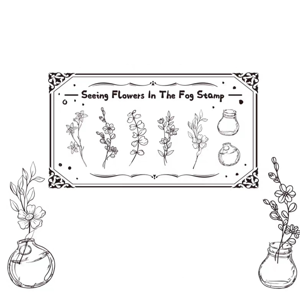 Набір дерев'яних печаток "Seeing Flowers in the Fog Stamp" 7182 фото