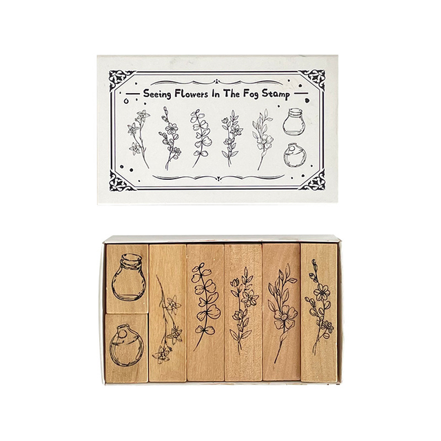 Набор деревяных печатей "Seeing Flowers in the Fog Stamp" 7182 фото