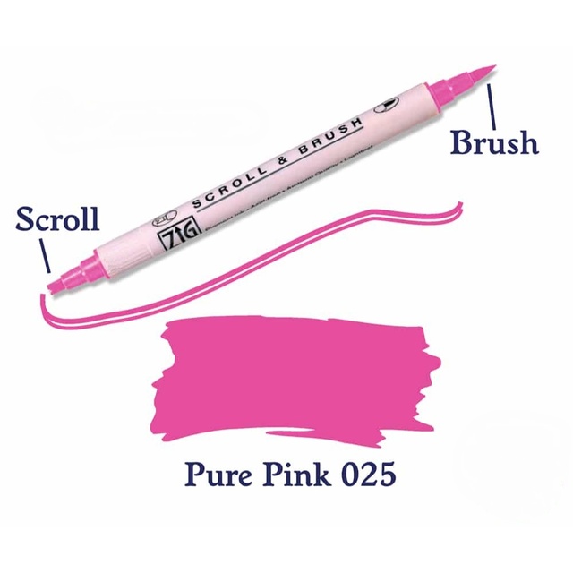 Маркер Zig Kuretake Scroll and Brush Pure Pink 025 0069 фото