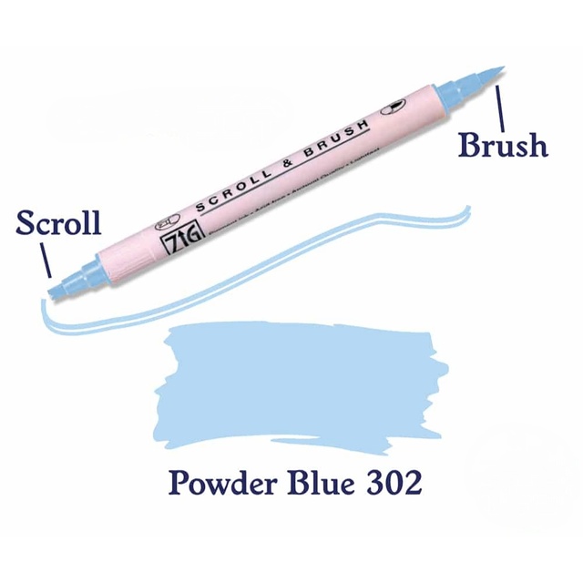 Маркер Zig Kuretake Scroll and Brush Powder Blue 302 0064 фото